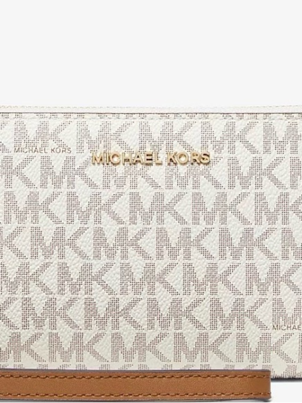 Michael Kors Cream  Wristlet with Brown Trim